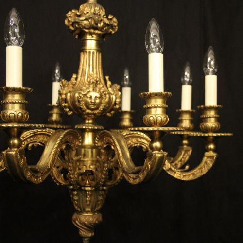FRENCH GILDED BRONZE 8 LIGHT ANTIQUE CHANDELIER - ADDITIONAL PHOTO 1