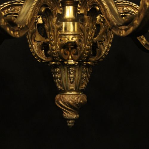FRENCH GILDED BRONZE 8 LIGHT ANTIQUE CHANDELIER - ADDITIONAL PHOTO 8
