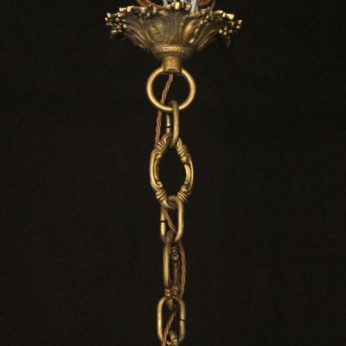 FRENCH GILDED BRONZE 8 LIGHT ANTIQUE CHANDELIER - ADDITIONAL PHOTO 9