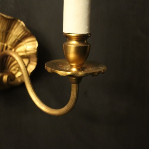 FRENCH SET OF 4 GILDED TWIN ARM WALL LIGHTS - ADDITIONAL PHOTO 5