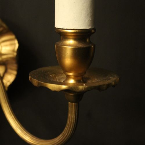 FRENCH SET OF 4 GILDED TWIN ARM WALL LIGHTS - ADDITIONAL PHOTO 7