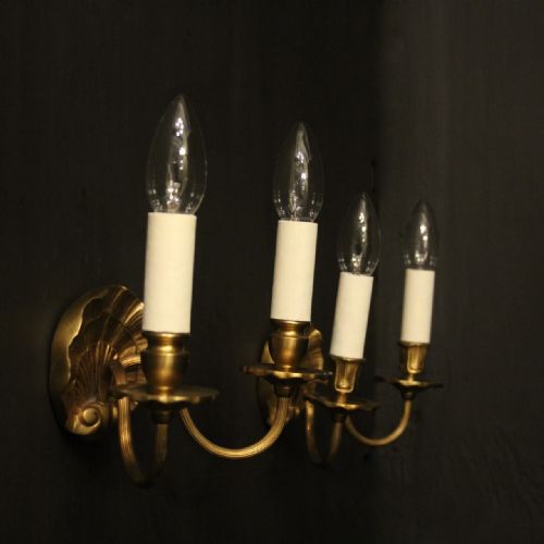 FRENCH SET OF 4 GILDED TWIN ARM WALL LIGHTS - ADDITIONAL PHOTO 9