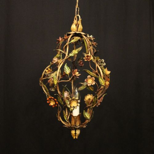 french polychrome single light chandelier - CATEGORY: ANTIQUE LIGHTING - DATED 1930