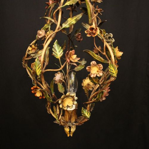 FRENCH POLYCHROME SINGLE LIGHT CHANDELIER - ADDITIONAL PHOTO 1