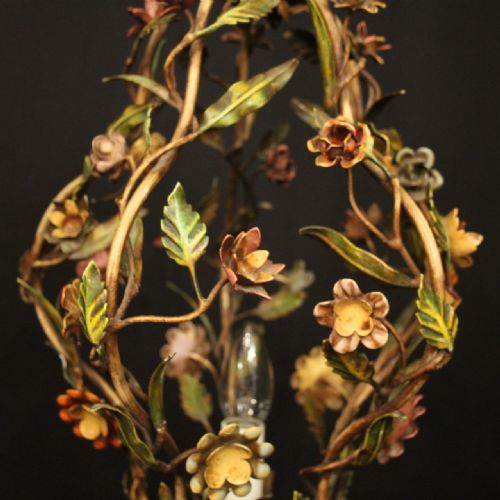 FRENCH POLYCHROME SINGLE LIGHT CHANDELIER - ADDITIONAL PHOTO 5
