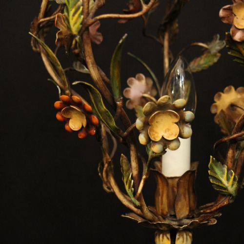 FRENCH POLYCHROME SINGLE LIGHT CHANDELIER - ADDITIONAL PHOTO 6