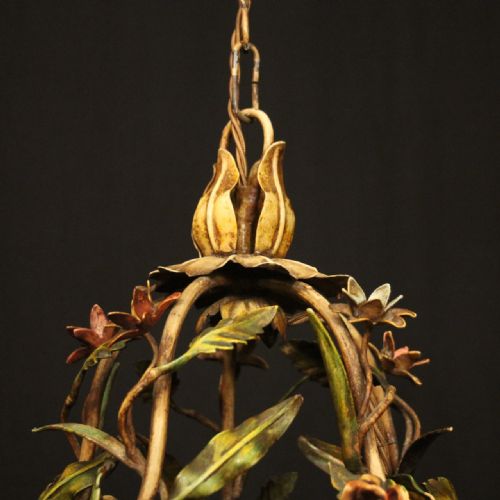 FRENCH POLYCHROME SINGLE LIGHT CHANDELIER - ADDITIONAL PHOTO 8