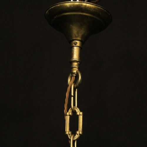 FRENCH PAIR OF GILDED SPELTER 6 LIGHT CHANDELIERS - ADDITIONAL PHOTO 9