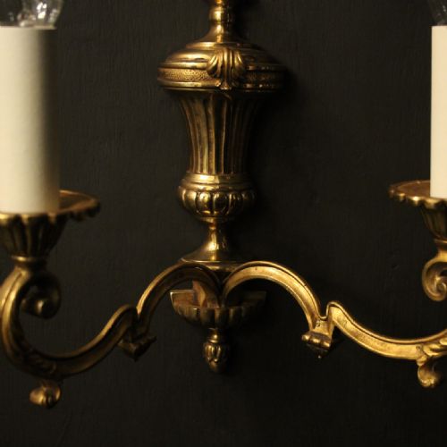 FRENCH PAIR OF GILDED TWIN ARM ANTIQUE WALL LIGHTS - ADDITIONAL PHOTO 7