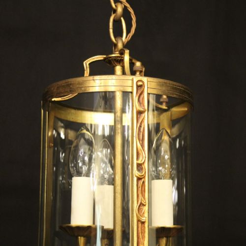 FRENCH GILDED CONVEX ANTIQUE HALL LANTERN - ADDITIONAL PHOTO 1