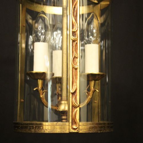 FRENCH GILDED CONVEX ANTIQUE HALL LANTERN - ADDITIONAL PHOTO 2