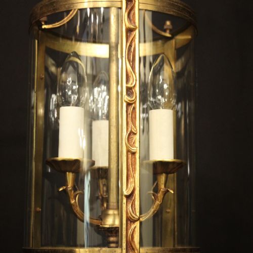 FRENCH GILDED CONVEX ANTIQUE HALL LANTERN - ADDITIONAL PHOTO 3