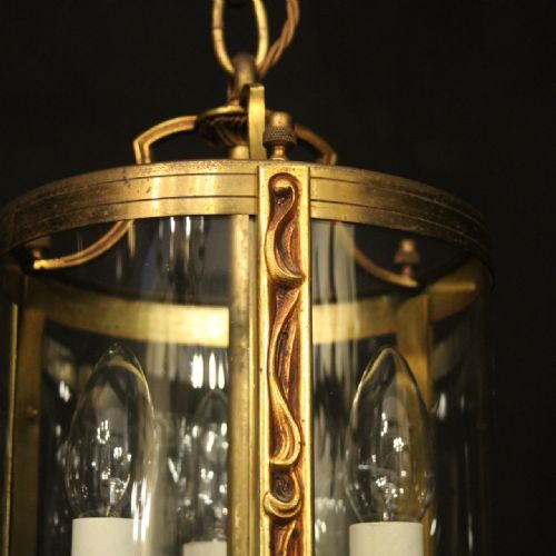 FRENCH GILDED CONVEX ANTIQUE HALL LANTERN - ADDITIONAL PHOTO 4