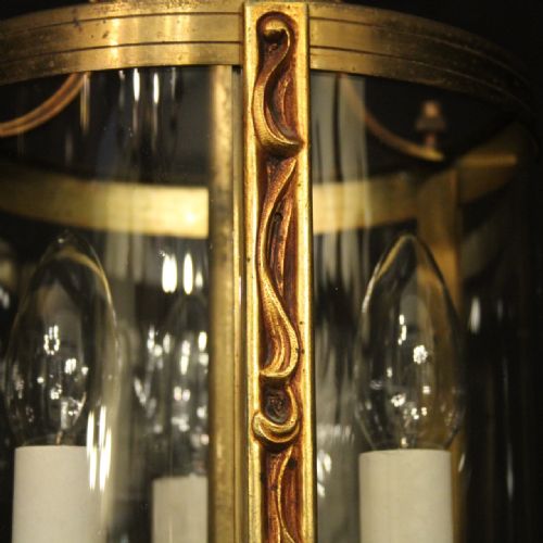 FRENCH GILDED CONVEX ANTIQUE HALL LANTERN - ADDITIONAL PHOTO 5