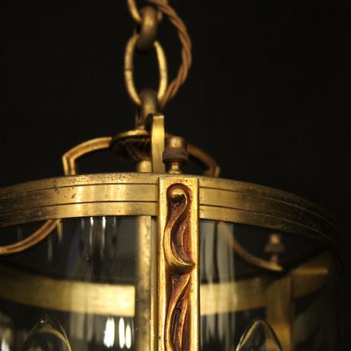 FRENCH GILDED CONVEX ANTIQUE HALL LANTERN - ADDITIONAL PHOTO 6