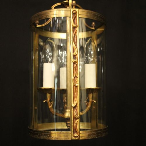 FRENCH GILDED CONVEX ANTIQUE HALL LANTERN - ADDITIONAL PHOTO 7