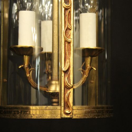 FRENCH GILDED CONVEX ANTIQUE HALL LANTERN - ADDITIONAL PHOTO 8
