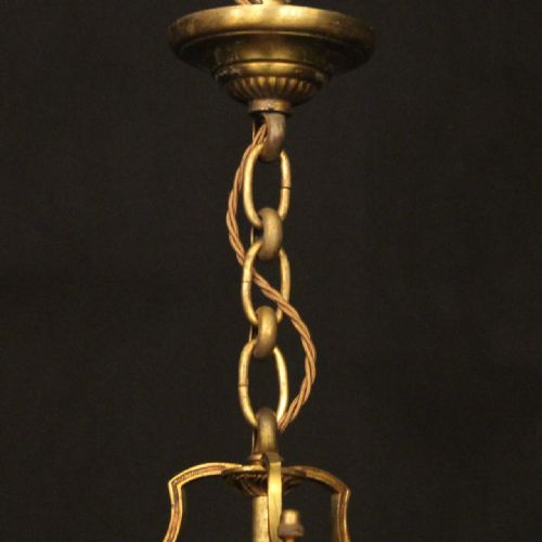 FRENCH GILDED CONVEX ANTIQUE HALL LANTERN - ADDITIONAL PHOTO 9