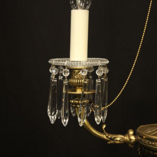 FRENCH GILDED BRONZE TRIPLE LIGHT CHANDELIER - ADDITIONAL PHOTO 3