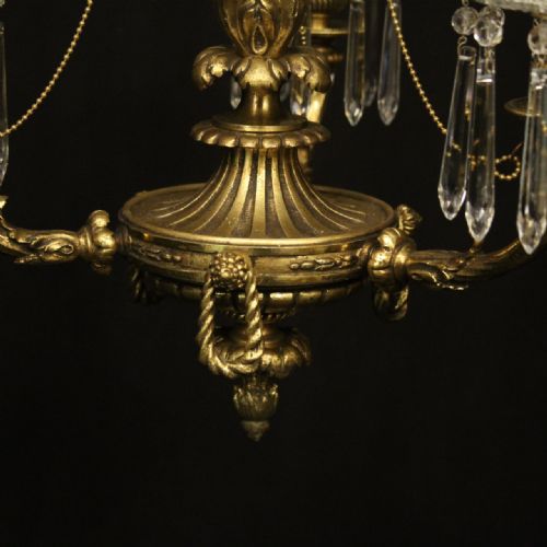 FRENCH GILDED BRONZE TRIPLE LIGHT CHANDELIER - ADDITIONAL PHOTO 5