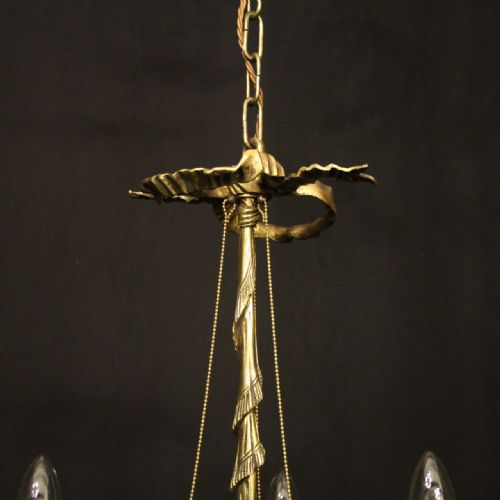 FRENCH GILDED BRONZE TRIPLE LIGHT CHANDELIER - ADDITIONAL PHOTO 8