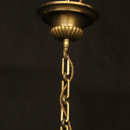 FRENCH GILDED BRASS 8 LIGHT ANTIQUE CHANDELIER - ADDITIONAL PHOTO 9