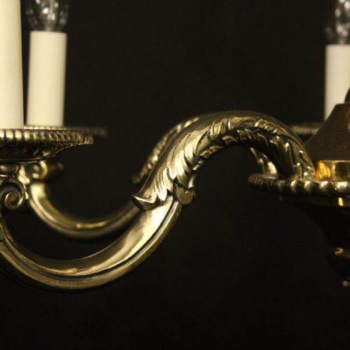 FRENCH BRASS 6 LIGHT ANTIQUE CHANDELIER - ADDITIONAL PHOTO 8