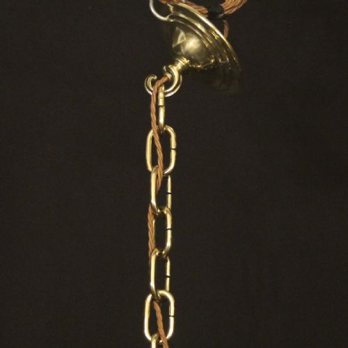 FRENCH BRASS 6 LIGHT ANTIQUE CHANDELIER - ADDITIONAL PHOTO 9