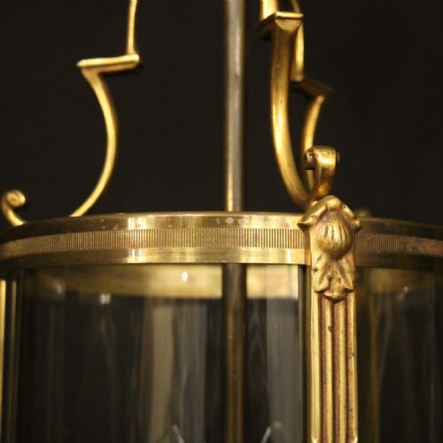 FRENCH GILDED TRIPLE LIGHT CONVEX HALL LANTERN - ADDITIONAL PHOTO 5