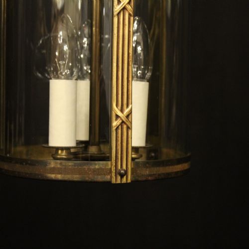 FRENCH GILDED TRIPLE LIGHT CONVEX HALL LANTERN - ADDITIONAL PHOTO 6