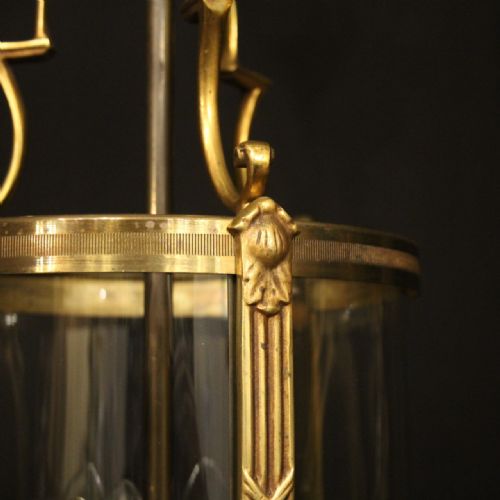 FRENCH GILDED TRIPLE LIGHT CONVEX HALL LANTERN - ADDITIONAL PHOTO 8