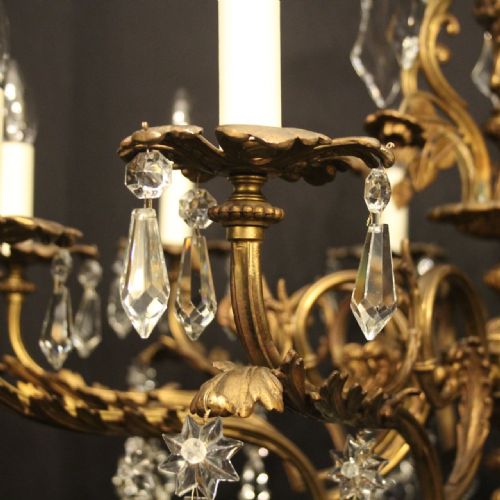 FRENCH GILDED BRONZE CRYSTAL 10 LIGHT ANTIQUE CHANDELIER - ADDITIONAL PHOTO 3