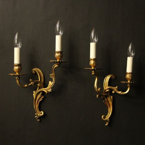 french pair of gilded antique wall lights - CATEGORY: ANTIQUE LIGHTING - DATED 1920