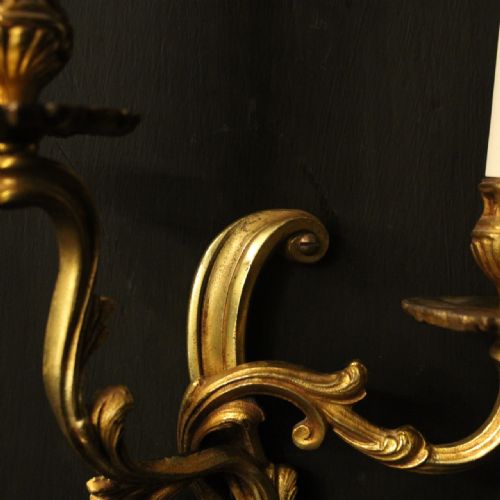 FRENCH PAIR OF GILDED ANTIQUE WALL LIGHTS - ADDITIONAL PHOTO 3