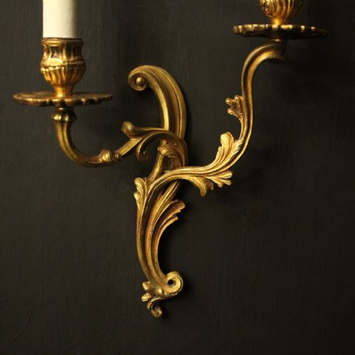 FRENCH PAIR OF GILDED ANTIQUE WALL LIGHTS - ADDITIONAL PHOTO 6