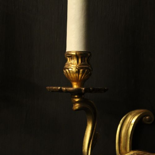 FRENCH PAIR OF GILDED ANTIQUE WALL LIGHTS - ADDITIONAL PHOTO 7