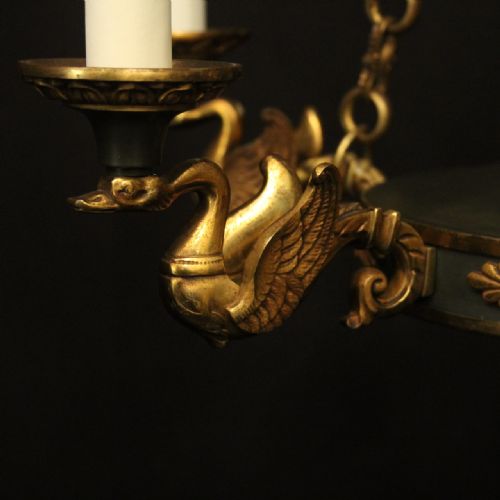 FRENCH BRONZE EMPIRE 6 LIGHT ANTIQUE CHANDELIER - ADDITIONAL PHOTO 6