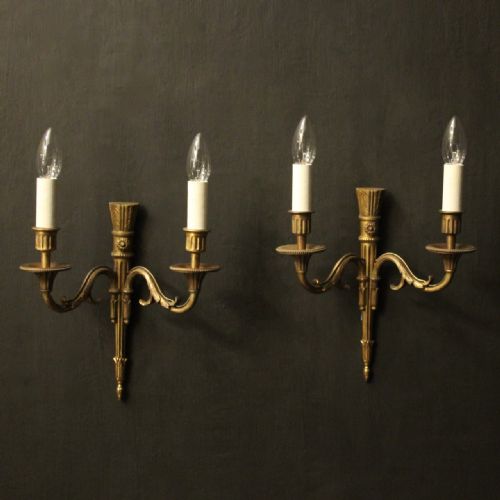 french pair of gilded bronze wall lights - CATEGORY: ANTIQUE LIGHTING - DATED 1920