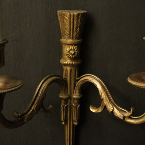 FRENCH PAIR OF GILDED BRONZE WALL LIGHTS - ADDITIONAL PHOTO 3