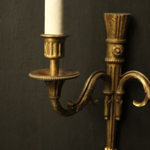 FRENCH PAIR OF GILDED BRONZE WALL LIGHTS - ADDITIONAL PHOTO 4
