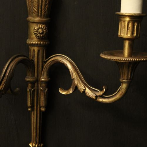 FRENCH PAIR OF GILDED BRONZE WALL LIGHTS - ADDITIONAL PHOTO 5