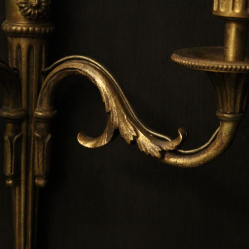 FRENCH PAIR OF GILDED BRONZE WALL LIGHTS - ADDITIONAL PHOTO 8