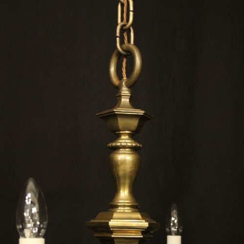 ENGLISH BRONZE 6 LIGHT ANTIQUE CHANDELIER - ADDITIONAL PHOTO 6