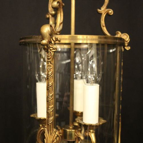 FRENCH GILDED TRIPLE LIGHT CONVEX HALL LANTERN - ADDITIONAL PHOTO 6