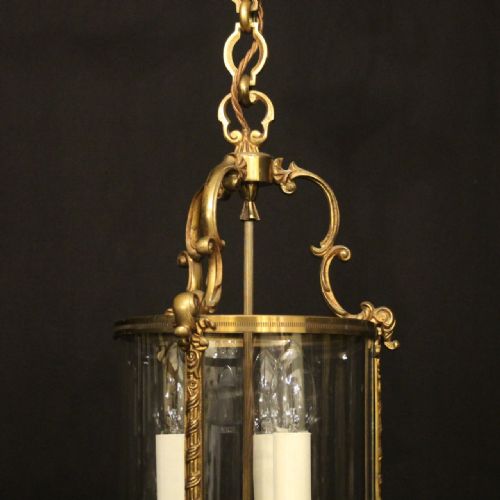 FRENCH GILDED TRIPLE LIGHT CONVEX HALL LANTERN - ADDITIONAL PHOTO 7