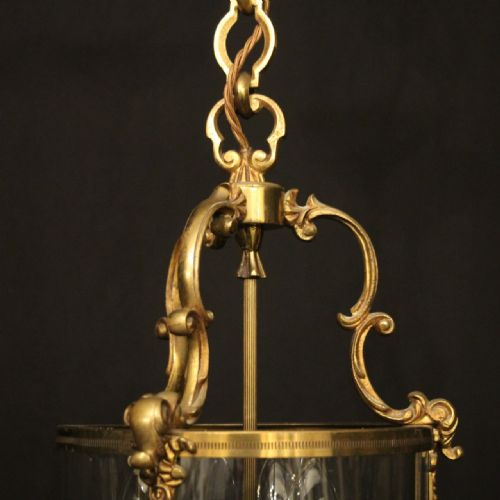 FRENCH GILDED TRIPLE LIGHT CONVEX HALL LANTERN - ADDITIONAL PHOTO 8