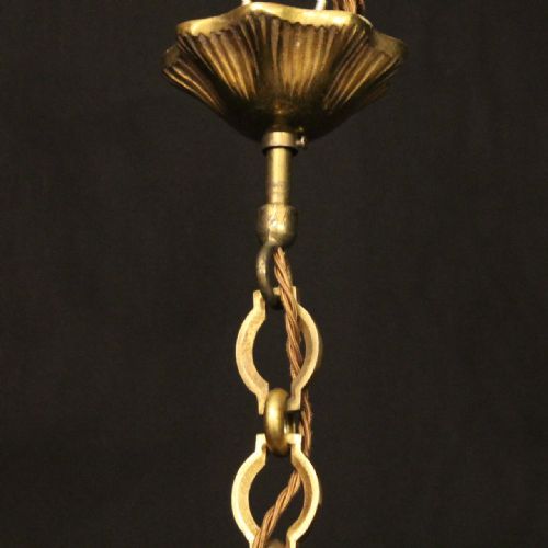 FRENCH GILDED TRIPLE LIGHT CONVEX HALL LANTERN - ADDITIONAL PHOTO 9