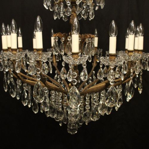 FRENCH LARGE GILDED BRONZE 16 LIGHT ANTIQUE CHANDELIER - ADDITIONAL PHOTO 1
