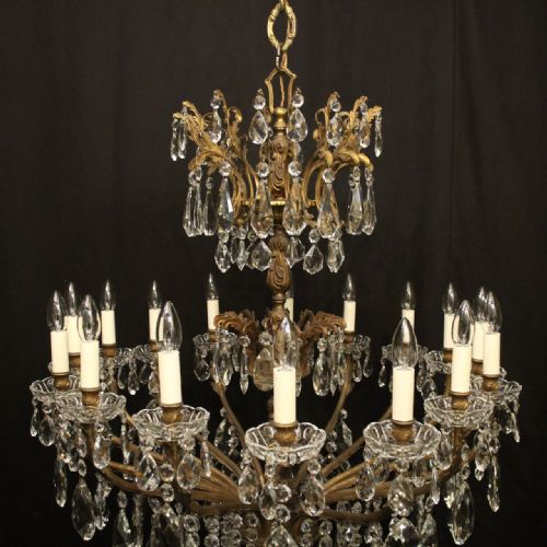 FRENCH LARGE GILDED BRONZE 16 LIGHT ANTIQUE CHANDELIER - ADDITIONAL PHOTO 5