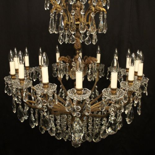 FRENCH LARGE GILDED BRONZE 16 LIGHT ANTIQUE CHANDELIER - ADDITIONAL PHOTO 6